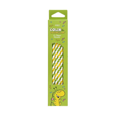 Pailles en papier M&S Colin le Caterpillar, lot de 20