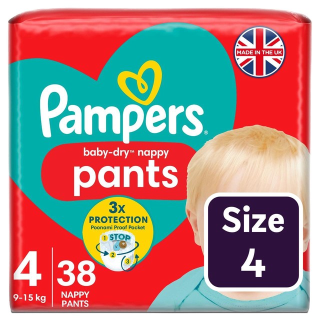 Pampers Baby-Dry nappy pants size 4, imported from the UK