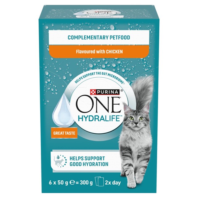 Purina One Hydralife with chicken cat supplement 6x50g pouches, imported from the UK