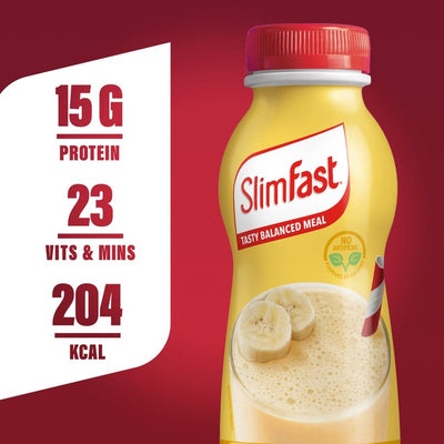 SlimFast Banan Milkshake Multipack Ferdig-til-drikk måltidserstatningsshake 6 x 325 ml