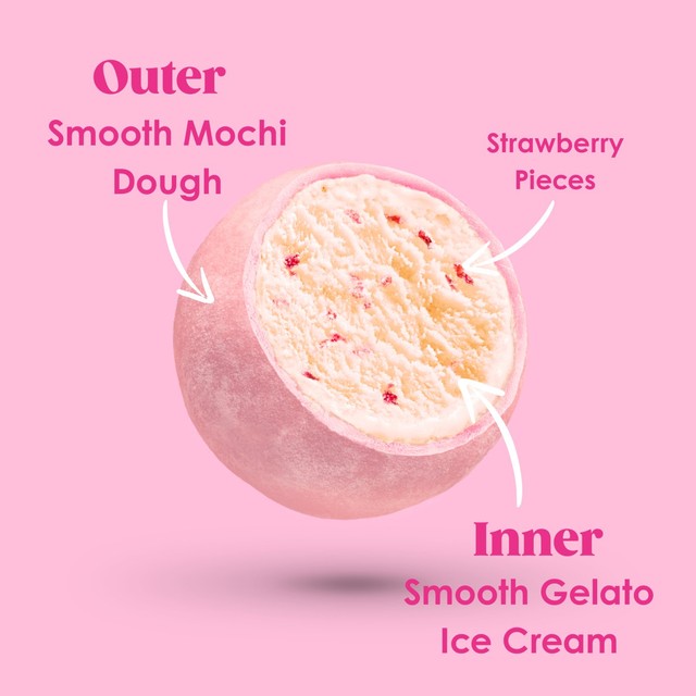Little Moons Mochi Ice Cream Strawberries and Cream 6x32g, UK version