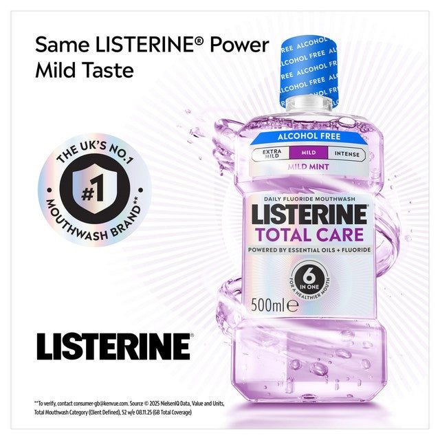 Listerine Mild Mint Alcohol Free Mouthwash 500ml, UK version