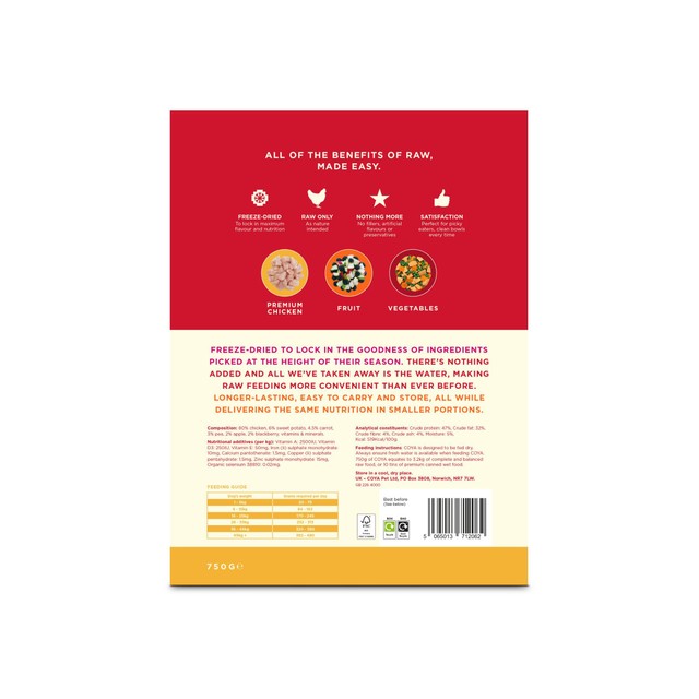 Coya Freeze-Dried Raw Dog Food Chicken 750g - British product