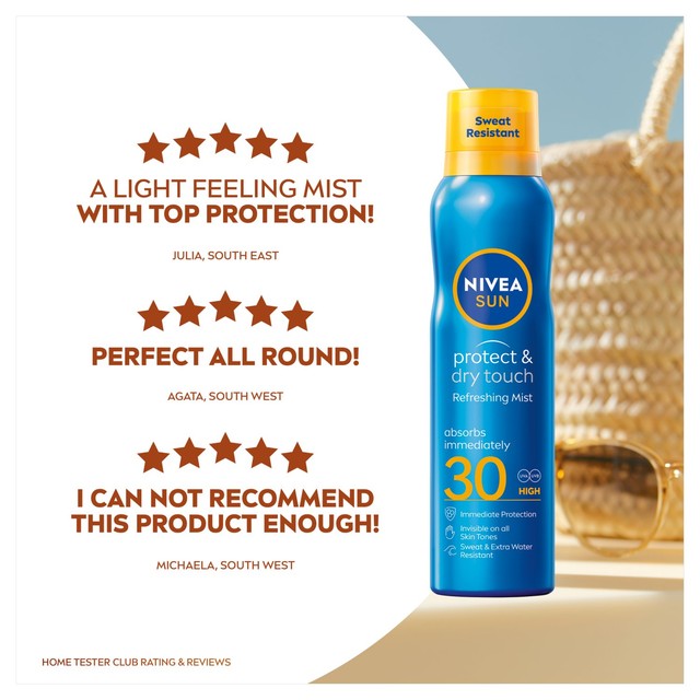 Nivea Sun Protect & Dry Touch SPF 30 Mist sunscreen spray 200ml, imported from the UK
