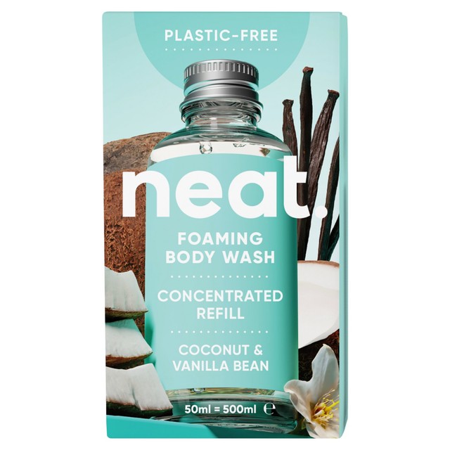 Neat foaming body wash coconut and vanilla bean refill, imported from the UK