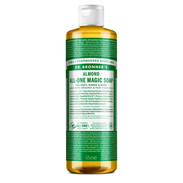 Dr Bronner's almond organic castile soap 475ml - British product