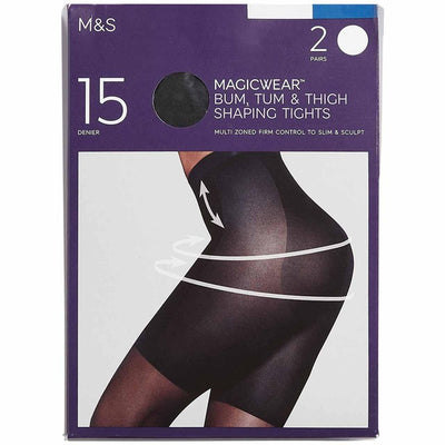 M&S Magicwear 15 Denier Shaping Tights, Black, Small