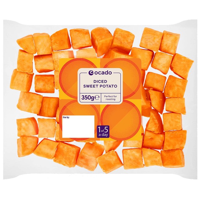 Ocado diced sweet potato 350g, imported from the UK