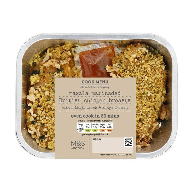 M&S mango masala chicken breasts 412g, imported from the UK