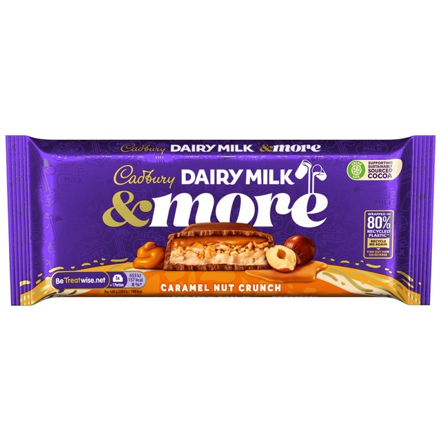 Cadbury milk chocolate bar caramel nut crunch 200g - British product