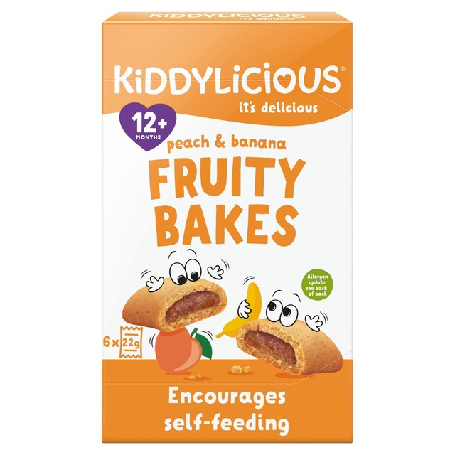 Kiddylicious peach and banana fruity bakes baby snacks 6 x 22g, UK version