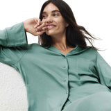M&S women's cotton modal revere pyjama set green XS, imported from the UK
