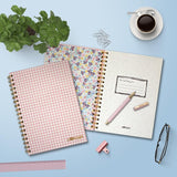 Pukka Pad Carpe Diem B5 notebook with Pink Check design, imported from the UK