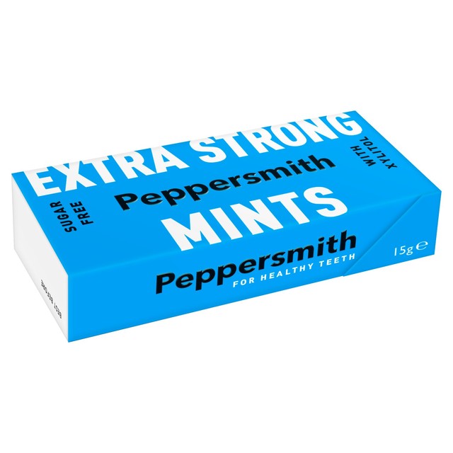 Peppersmith sugar free extra strong dental mints 15g, imported from the UK