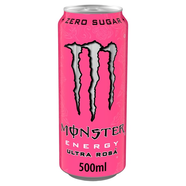 Monster Ultra Rosa Zero Sugar energy drink 500ml can, imported from the UK