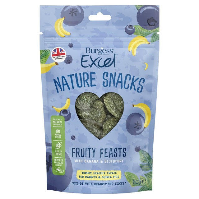 Burgess Excel Fruity Feasts rabbit and guinea pig treats 60g - British product