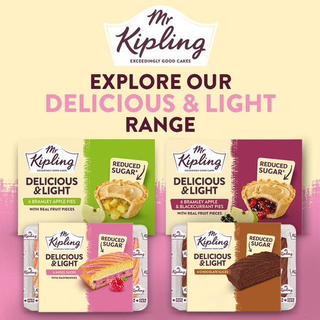 Mr Kipling Angel Cake Slices with Raspberries 6-pack, imported from the UK