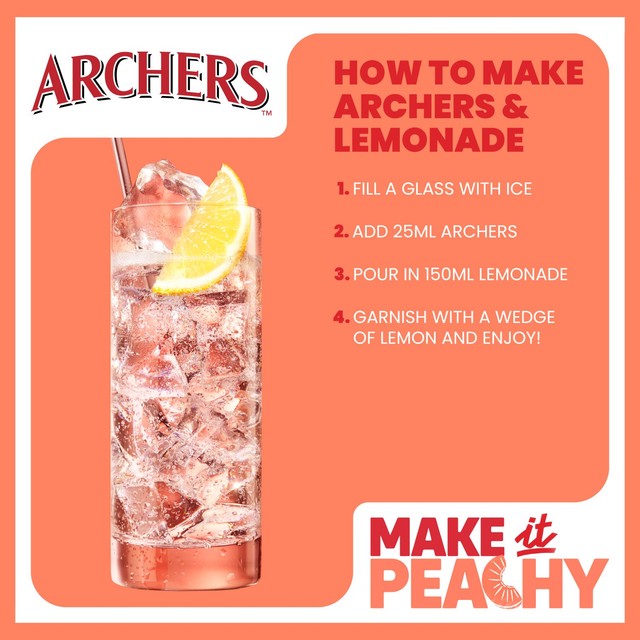 Archers peach schnapps liqueur 70cl - British product
