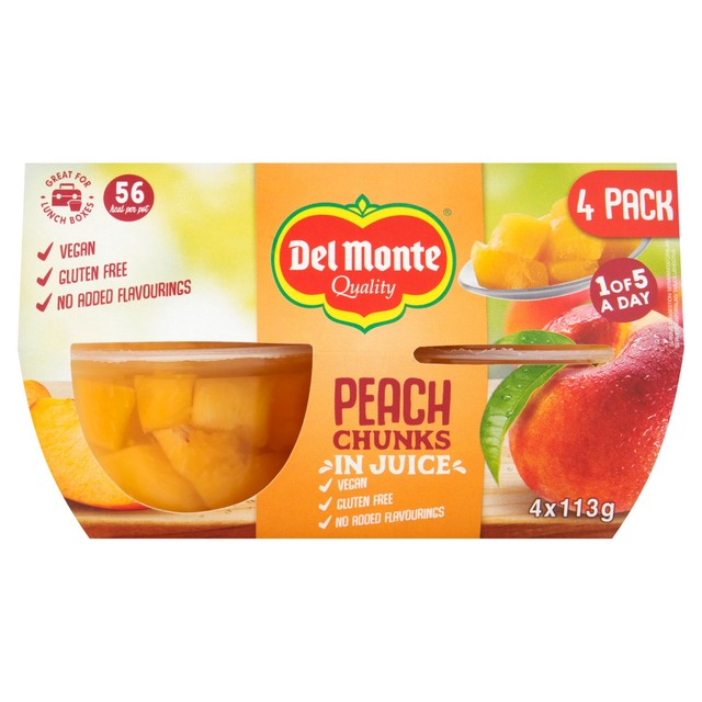 Del Monte peach chunks in juice fruit pot 4 x 113g - British product