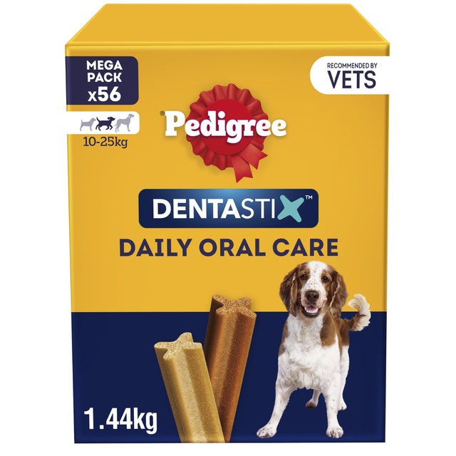 Pedigree Dentastix daily dental chew sticks for medium dogs, imported from the UK