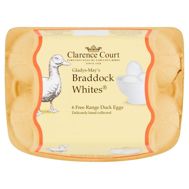 Clarence Court Braddock White 6 Free Range Duck Eggs - British product