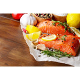Russell's salmon fillets skin on mid/tail fillets 240g, imported from the UK