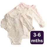 M&S floral baby bodysuit ivory 3-6 months, imported from the UK
