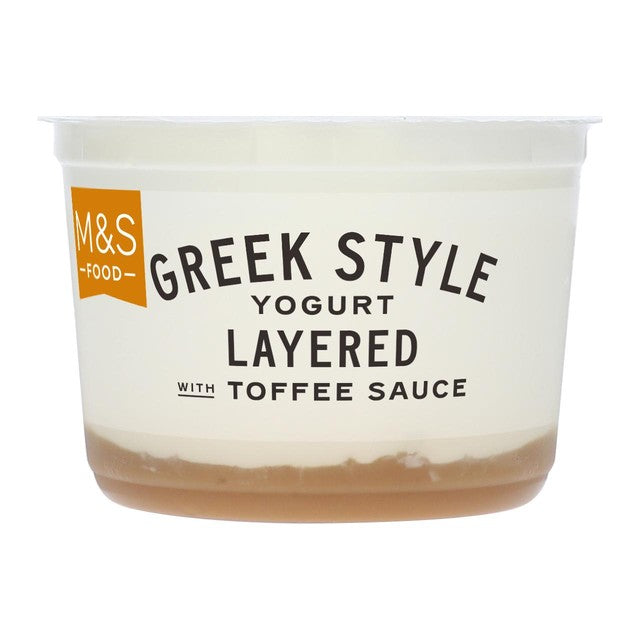 M&S Greek style yogurt with toffee sauce 450g, imported from the UK