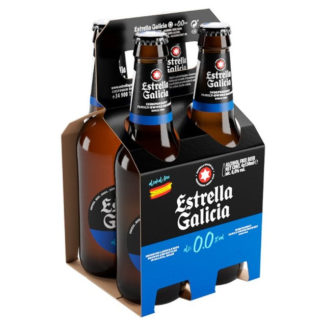 Estrella Galicia alcohol-free lager 0.0% 4 x 330ml - British product