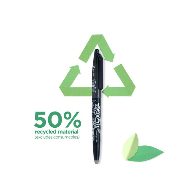 Pilot FriXion Ball erasable rollerball pen with 3 black refills, imported from the UK