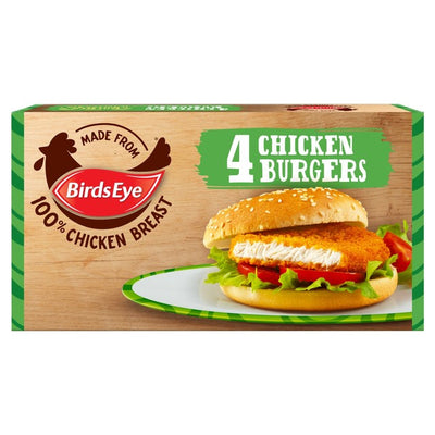 Birds Eye 4 Chicken Burgers with Golden Wholegrain Frozen Breaded 200g