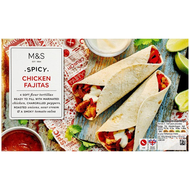 M&S Spicy Chicken Fajitas meal kit 475g, imported from the UK