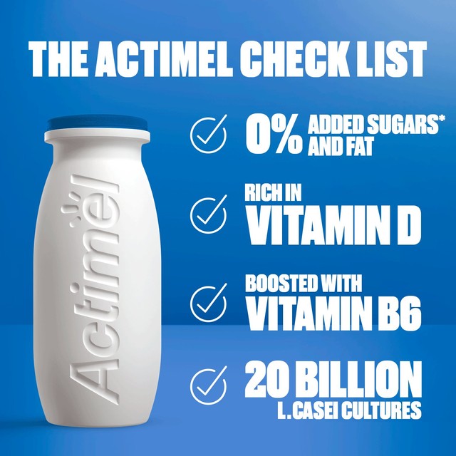 Actimel strawberry fat free yoghurt drink 12 x 100g bottles - British product