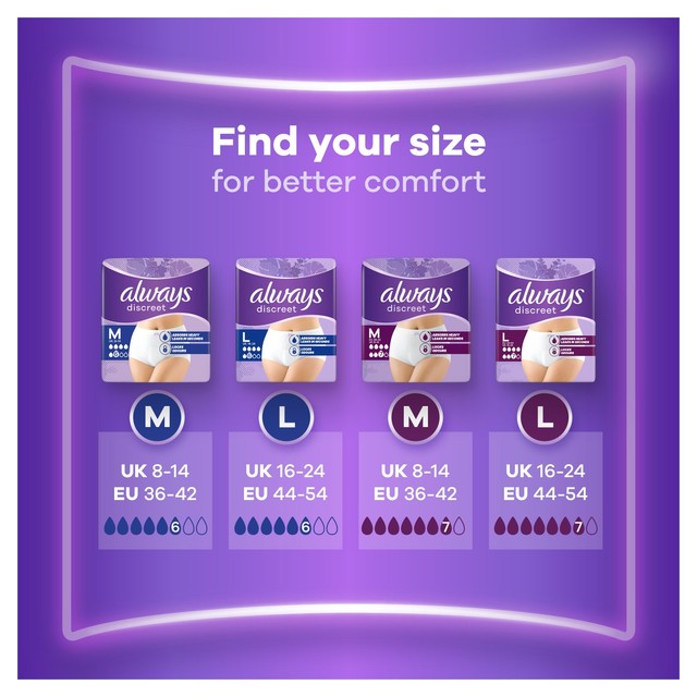 Always Discreet Incontinence Pants Size M - British product