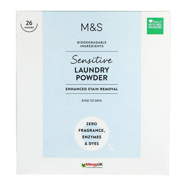 M&S Sensitive Laundry Powder 1.43kg, imported from the UK