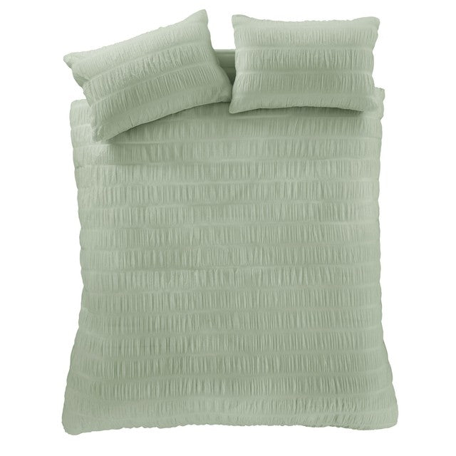 Catherine Lansfield seersucker single duvet set sage - British product
