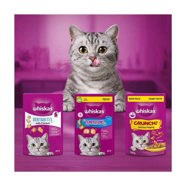Whiskas Temptations salmon cat treat biscuits 60g (British brand)