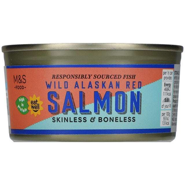 M&S Wild Alaskan Red Salmon skinless and boneless 170g, imported from the UK