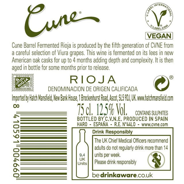 CVNE Spanish white wine Barrel Fermented Blanco 75cl - British product