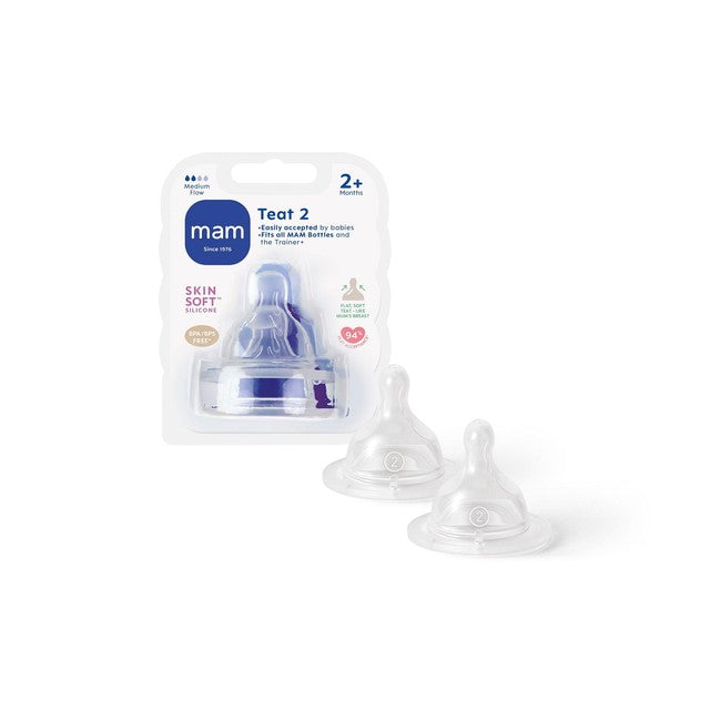MAM teats medium flow 2-pack for 2+ months, imported from the UK