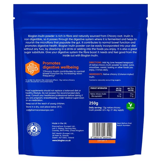 Bioglan Inulin fibre supplement powder 250g - British product