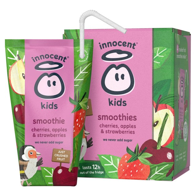 Innocent Kids cherries, strawberries & apples smoothies 4 x 150ml, UK version