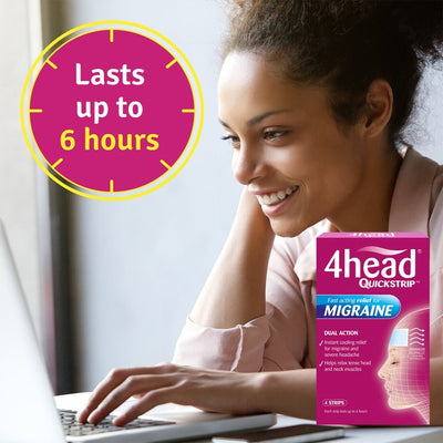Dendron 4 Head QuickStrip, lingette gel rafraîchissante pour migraine, lot de 4