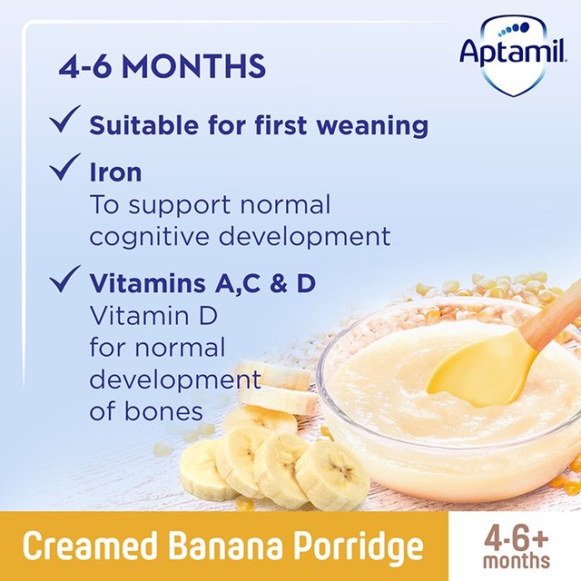 Aptamil Creamed Banana Porridge Baby Cereal 125g - British product