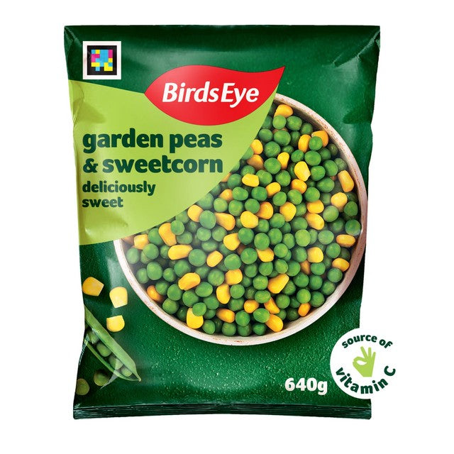 Birds Eye Garden Peas and Sweetcorn frozen mixed vegetables 640g - British product