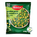 Birds Eye Garden Peas and Sweetcorn frozen mixed vegetables 640g - British product