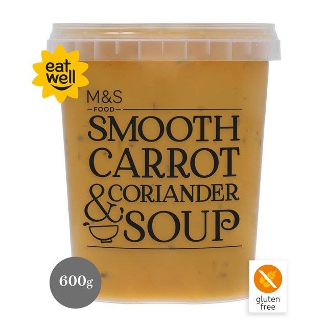 M&S smooth carrot and coriander soup 600g, imported from the UK