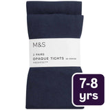 M&S Girls School Tights Navy 7-8 Years, imported from the UK