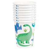 Unique Party Blue Green Dinosaur Paper Cups 255ml - British product
