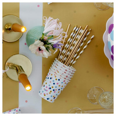 Pailles en papier bio recyclables Duni Bio Gold & White 25 paquets